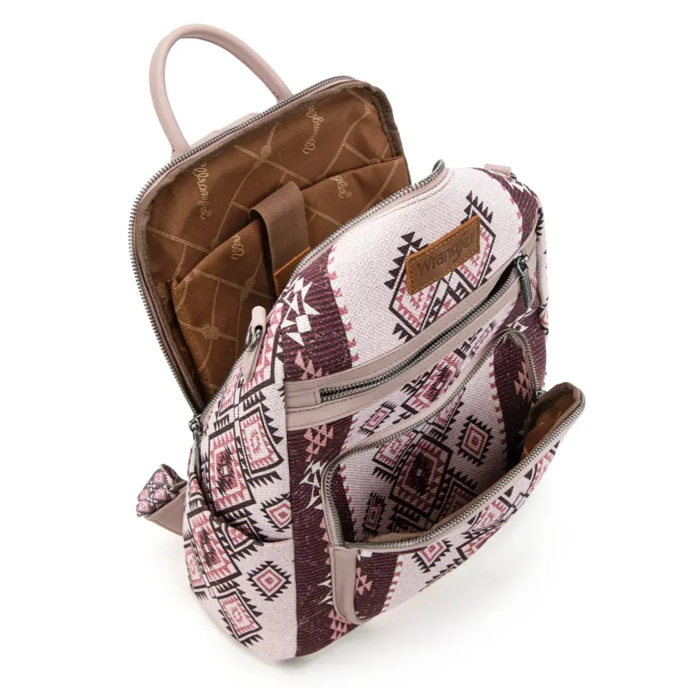 Wrangler Aztec Print Backpack/Crossbody -Pink